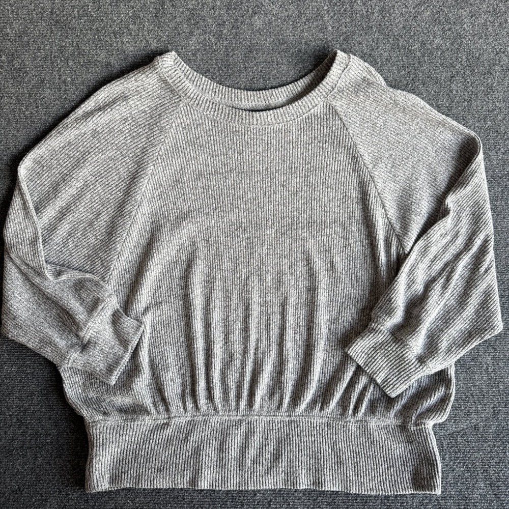Torrid Grey Marl Ribbed Dolman Sleeve Banded Hem Top Size 1 Plus Size 1X